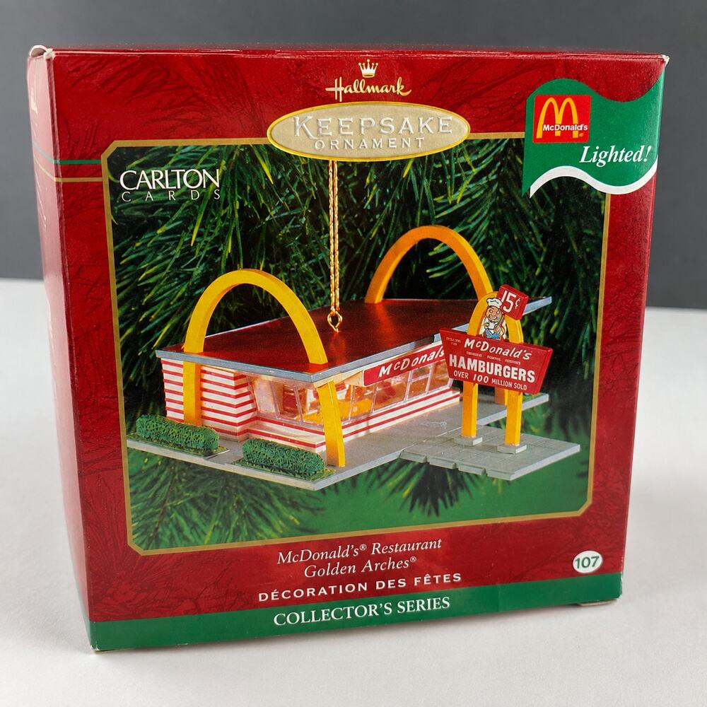 Vintage 2001 Carlton Cards McDonald's Golden Arches Lighted Ornament CXOR-090E